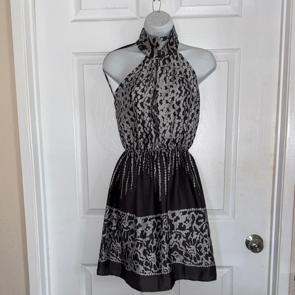 Elegant Gray Halter Cocktail Party Dress